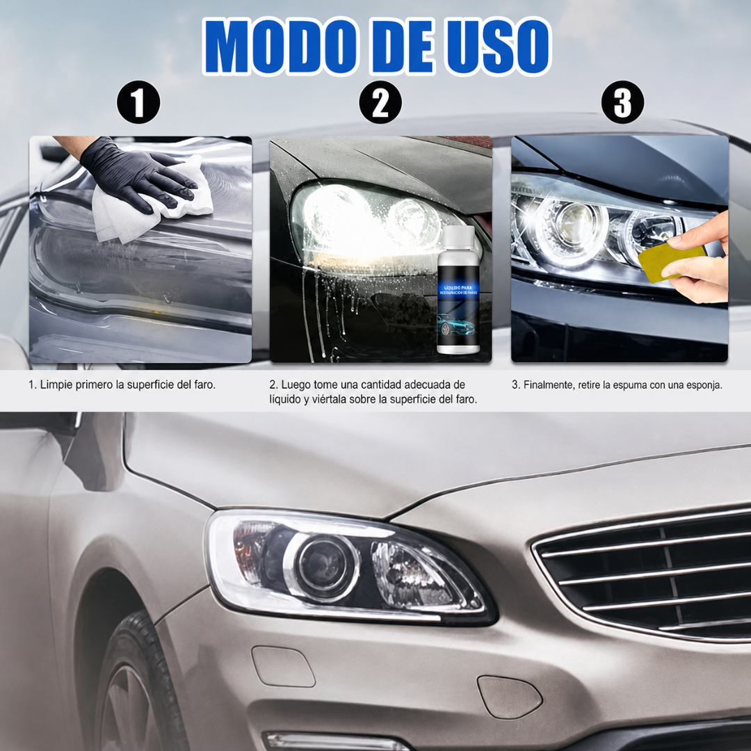 REPARADOR DE FAROS — Restaura la claridad de tus faros en minutos y ahorra el costo de comprar uno nuevo
